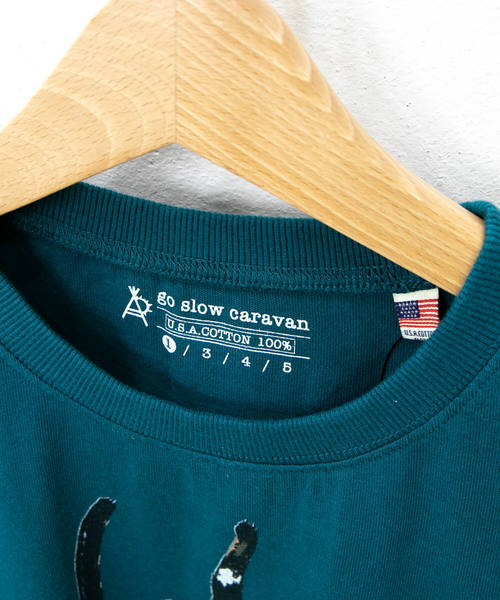 go slow caravan（ゴースローキャラバン）の「リブツキプリント ユルSS TEE ネコアユミ W（Tシャツ/カットソー・レディース・ホワイト/サックスブルー・FREE）」の4枚目の写真