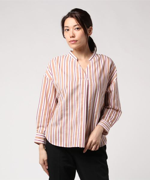 NOLLEY’S(ノーリーズ)の「マルチストライプスキッパーブラウス(シャツ/ブラウス・レディース・グリーン系その他3/ブラウン系その他3・38)」の9枚目の写真