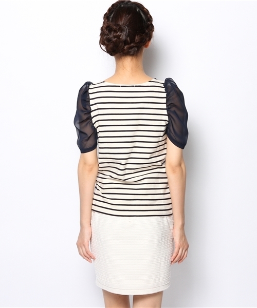 Chico（チコ）の「ギャザー袖シフォンTOPS（Tシャツ/カットソー・レディース・ホワイト/ブラック/レッド/ダークブルー/ネイビー・FREE）」の13枚目の写真