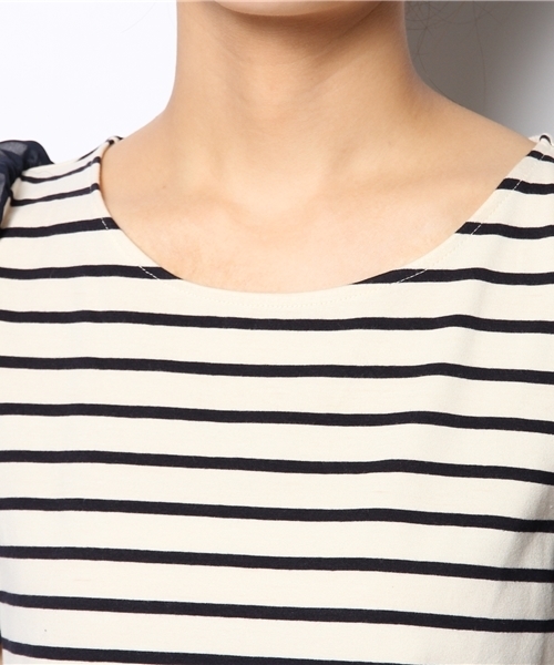 Chico（チコ）の「ギャザー袖シフォンTOPS（Tシャツ/カットソー・レディース・ホワイト/ブラック/レッド/ダークブルー/ネイビー・FREE）」の6枚目の写真