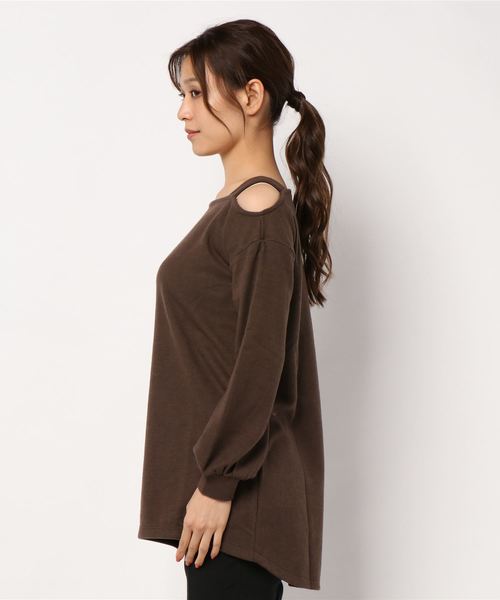 STYLEBLOCK（スタイルブロック）の「起毛ポンチワンショルダートップス（Tシャツ/カットソー・レディース・ブラック/ブラウン/キャメル/ベージュ・M）」の5枚目の写真