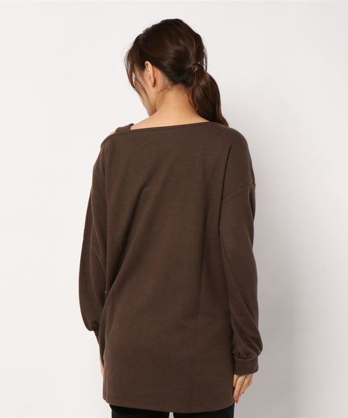 STYLEBLOCK（スタイルブロック）の「起毛ポンチワンショルダートップス（Tシャツ/カットソー・レディース・ブラック/ブラウン/キャメル/ベージュ・M）」の6枚目の写真