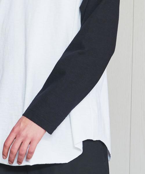 H　BEAUTY&YOUTH UNITED ARROWS（エイチビューティーアンドユースユナイテッドアローズ）の「＜H＞RAGLAN SLEEVE LONG T-SHIRT/Tシャツ（Tシャツ/カットソー・メンズ・ケリー/パープル/ブラック・LARGE/SMALL/MEDIUM）」の10枚目の写真