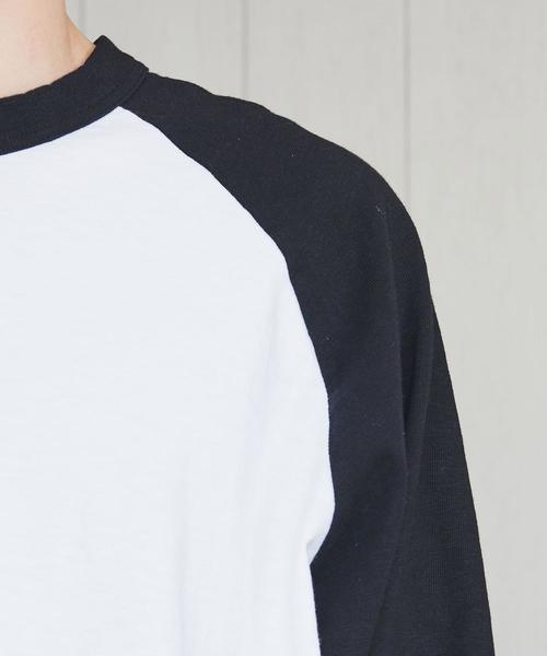H　BEAUTY&YOUTH UNITED ARROWS（エイチビューティーアンドユースユナイテッドアローズ）の「＜H＞RAGLAN SLEEVE LONG T-SHIRT/Tシャツ（Tシャツ/カットソー・メンズ・ケリー/パープル/ブラック・LARGE/SMALL/MEDIUM）」の8枚目の写真