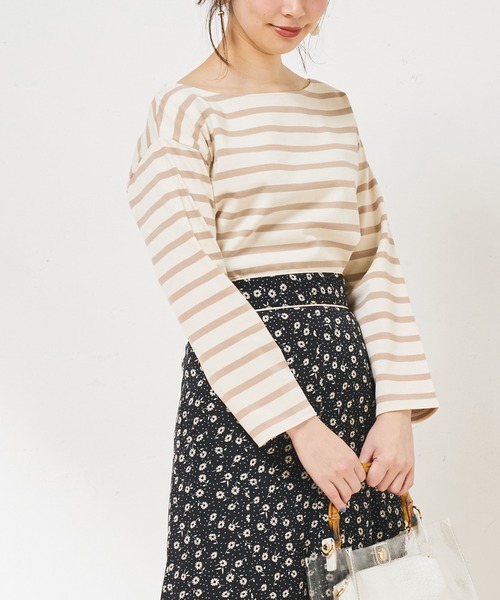 natural couture（ナチュラルクチュール）の「春色ボーダーボートネックT（Tシャツ/カットソー・レディース・ベージュ/ネイビー/イエロー/ミント・FREE）」の14枚目の写真