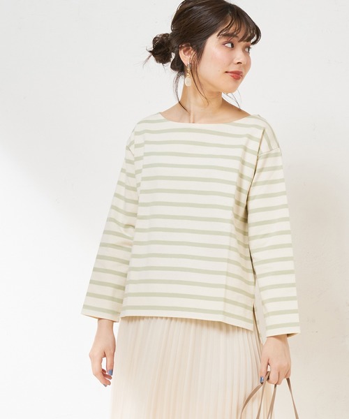 natural couture（ナチュラルクチュール）の「春色ボーダーボートネックT（Tシャツ/カットソー・レディース・ベージュ/ネイビー/イエロー/ミント・FREE）」の19枚目の写真