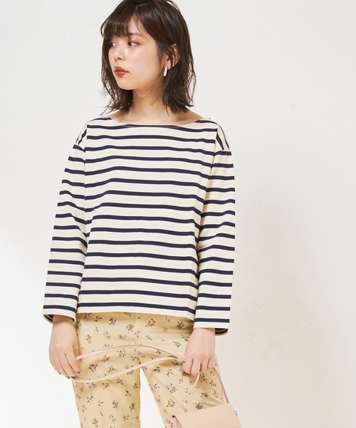 natural couture（ナチュラルクチュール）の「春色ボーダーボートネックT（Tシャツ/カットソー・レディース・ベージュ/ネイビー/イエロー/ミント・FREE）」の17枚目の写真