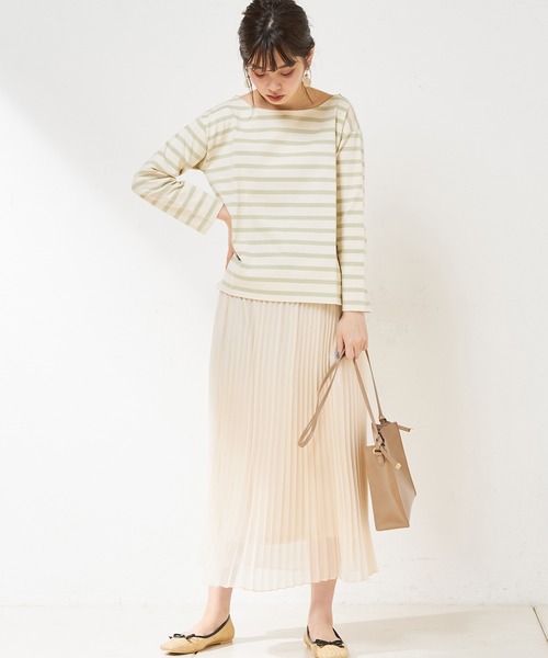 natural couture（ナチュラルクチュール）の「春色ボーダーボートネックT（Tシャツ/カットソー・レディース・ベージュ/ネイビー/イエロー/ミント・FREE）」の20枚目の写真