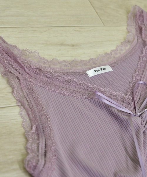 PairPair（ペアペア）の「リボン付きレースタンク（タンクトップ・レディース・ブラック/オフホワイト/ライトグリーン/モカ/ラベンダー・FREE）」の11枚目の写真