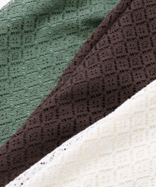 A part by（アパートバイ）の「CoNyキカレースロングスカート　911037（スカート・レディース・ブラウン/アイボリー/ライトグリーン・FREE）」の5枚目の写真