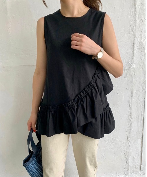 DAIS-Y(デイジー)の「前後2wayノースリーブブラウス(シャツ/ブラウス・レディース・ブラック/アイボリー・FREE)」の2枚目の写真