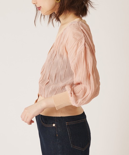 natural couture(ナチュラルクチュール)の「ほんのりシアークリンクルブラウスカーデ(カーディガン/ボレロ・レディース・ブラック/ベージュ/アイボリー/ピンクベージュ・FREE)」の20枚目の写真