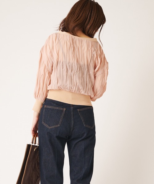 natural couture(ナチュラルクチュール)の「ほんのりシアークリンクルブラウスカーデ(カーディガン/ボレロ・レディース・ブラック/ベージュ/アイボリー/ピンクベージュ・FREE)」の6枚目の写真