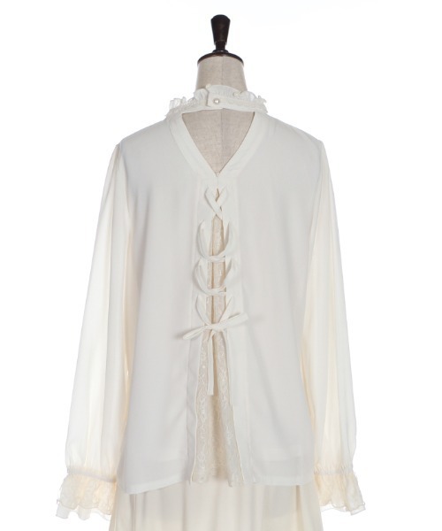 axes femme（アクシーズファム）の「バックシャンブラウスＰＯ（シャツ/ブラウス・レディース・ブラック/モカ/キナリ・MEDIUM）」の8枚目の写真