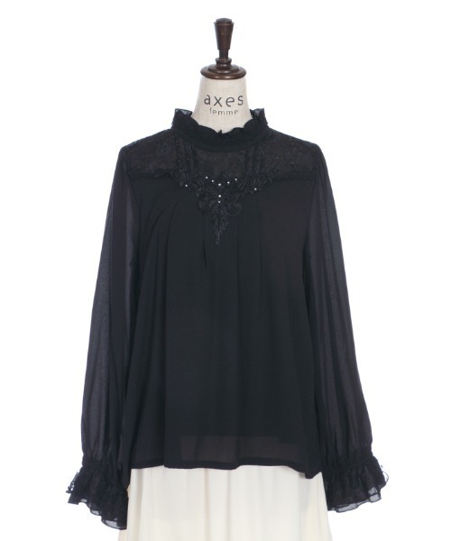 axes femme（アクシーズファム）の「バックシャンブラウスＰＯ（シャツ/ブラウス・レディース・ブラック/モカ/キナリ・MEDIUM）」の9枚目の写真