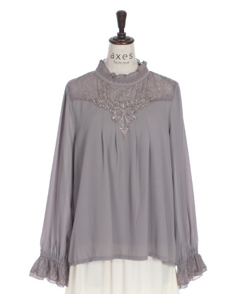 axes femme（アクシーズファム）の「バックシャンブラウスＰＯ（シャツ/ブラウス・レディース・ブラック/モカ/キナリ・MEDIUM）」の6枚目の写真