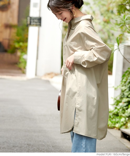 coca(coca)(コカ)の「コットンシャツワンピース(シャツワンピース・レディース・ベージュ/ブラック・ONE SIZE)」の3枚目の写真