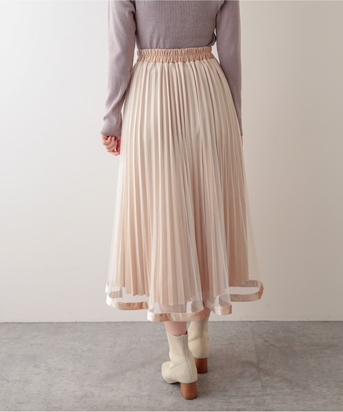 natural couture（ナチュラルクチュール）の「【WEB限定】裾ベロアパイピングチュールプリーツスカート（スカート・レディース・アイボリー/ダークブラウン/サックスブルー/ラベンダー/カーキ・FREE）」の14枚目の写真