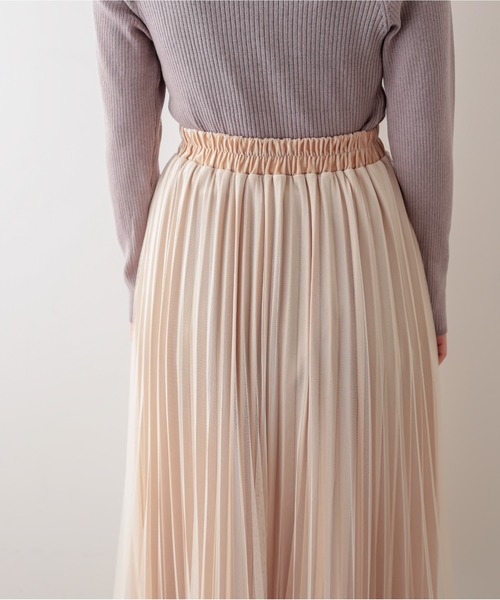 natural couture（ナチュラルクチュール）の「【WEB限定】裾ベロアパイピングチュールプリーツスカート（スカート・レディース・アイボリー/ダークブラウン/サックスブルー/ラベンダー/カーキ・FREE）」の9枚目の写真