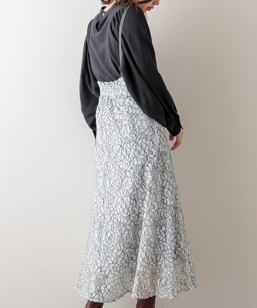 natural couture（ナチュラルクチュール）の「ハイウエストパイピング使いジャンスカ（ワンピース・レディース・オフホワイト/ブラック/モカ・FREE）」の17枚目の写真