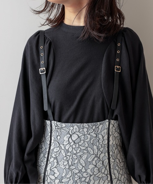 natural couture（ナチュラルクチュール）の「ハイウエストパイピング使いジャンスカ（ワンピース・レディース・オフホワイト/ブラック/モカ・FREE）」の16枚目の写真