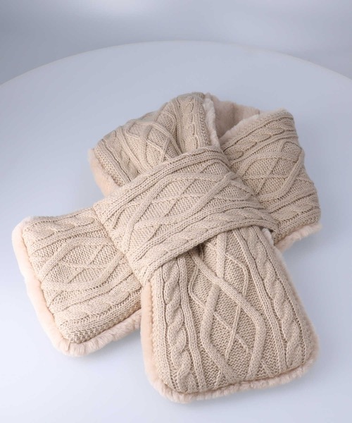 Right-on（ライトオン）の「ニット切り替えティペット（ストール/ショール・レディース・ダークグレー/ベージュ・ONE SIZE）」の2枚目の写真