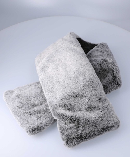 Right-on（ライトオン）の「ニット切り替えティペット（ストール/ショール・レディース・ダークグレー/ベージュ・ONE SIZE）」の4枚目の写真