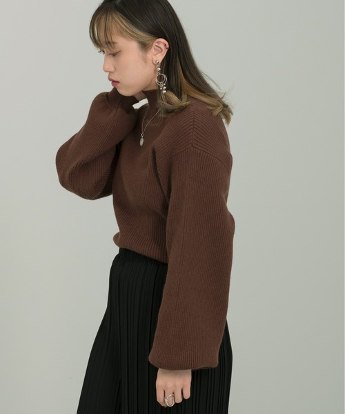 Ambre Neige(アンブルネージュ)の「ボリュームソデリブニット/【WEB/EC限定商品】(ニット/セーター・レディース・ブラック/ダークブラウン・FREE)」の21枚目の写真