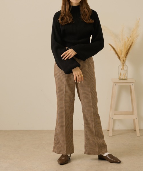 Ambre Neige(アンブルネージュ)の「ボリュームソデリブニット/【WEB/EC限定商品】(ニット/セーター・レディース・ブラック/ダークブラウン・FREE)」の3枚目の写真