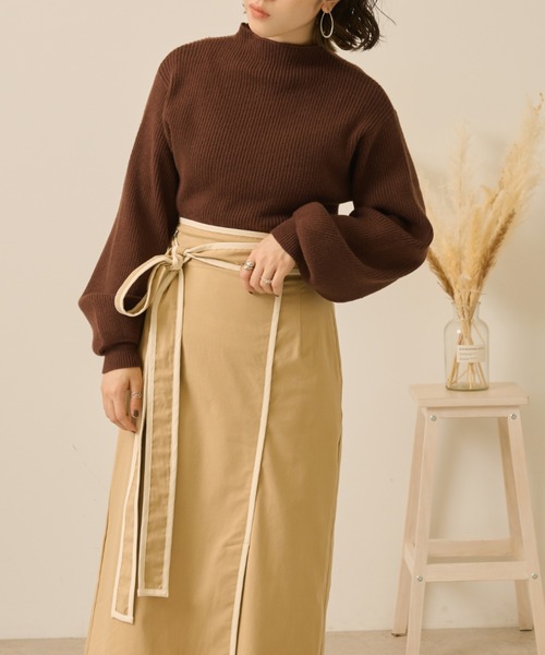 Ambre Neige(アンブルネージュ)の「ボリュームソデリブニット/【WEB/EC限定商品】(ニット/セーター・レディース・ブラック/ダークブラウン・FREE)」の6枚目の写真