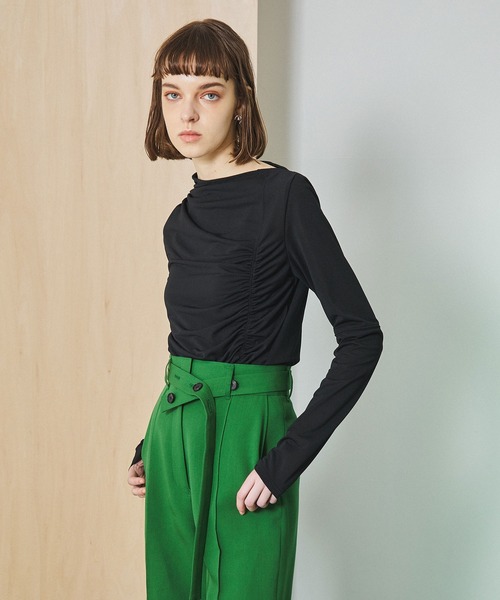 UNITED TOKYO（ユナイテッドトウキョウ）の「アシメシャーリングカットソー（Tシャツ/カットソー・レディース・ミント/ブラック/ブラウン・1）」の12枚目の写真