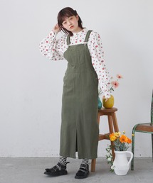 MERLOT | フロントスリット綿ツイルジャンスカ(サロペット/オーバーオール)