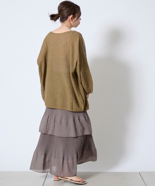 DouDou（ドゥドゥ）の「【新色追加】和紙メッシュプルオーバー（ニット/セーター・レディース・オフホワイト/カーキ/ピンク/ホワイト/チャコールグレー/グリーン・FREE）」の21枚目の写真