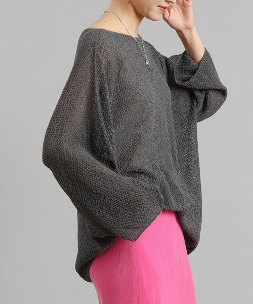 DouDou（ドゥドゥ）の「【新色追加】和紙メッシュプルオーバー（ニット/セーター・レディース・オフホワイト/カーキ/ピンク/ホワイト/チャコールグレー/グリーン・FREE）」の7枚目の写真