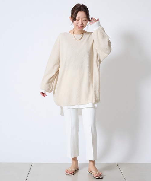 DouDou（ドゥドゥ）の「【新色追加】和紙メッシュプルオーバー（ニット/セーター・レディース・オフホワイト/カーキ/ピンク/ホワイト/チャコールグレー/グリーン・FREE）」の11枚目の写真