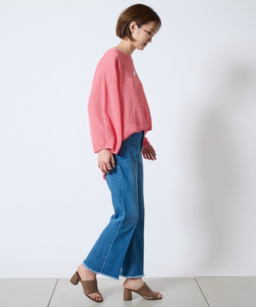 DouDou（ドゥドゥ）の「【新色追加】和紙メッシュプルオーバー（ニット/セーター・レディース・オフホワイト/カーキ/ピンク/ホワイト/チャコールグレー/グリーン・FREE）」の15枚目の写真