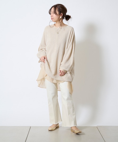 DouDou（ドゥドゥ）の「【新色追加】和紙メッシュプルオーバー（ニット/セーター・レディース・オフホワイト/カーキ/ピンク/ホワイト/チャコールグレー/グリーン・FREE）」の18枚目の写真