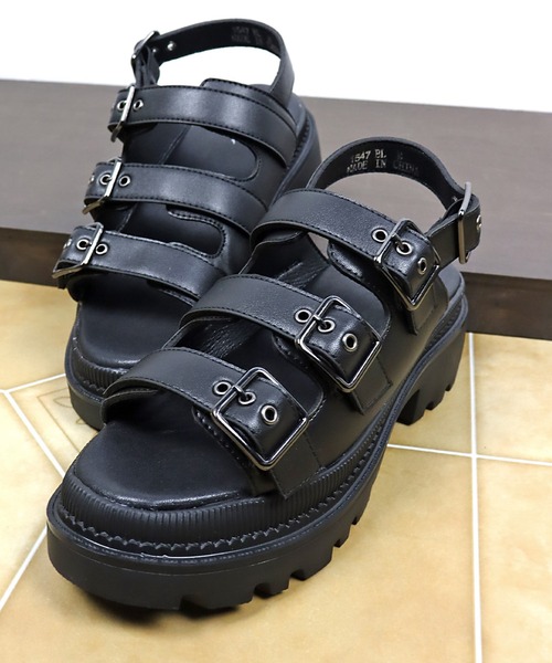 LOVEHUNTER(ラブハンター)の「厚底ソールストラップサンダル(サンダル・レディース・ブラック/ブラック系その他・S/M/L/LL)」の2枚目の写真