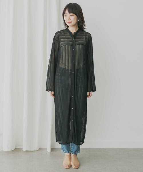 KBF+(ケービーエフプラス)の「KBF+ 幾何学柄レースシャツワンピース(ワンピース・レディース・ブラック/オフホワイト・ONE)」の22枚目の写真