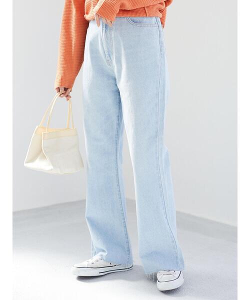 Green　Parks（グリーンパークス）の「ブーツカットデニムパンツ＊（デニムパンツ・レディース・アイボリー/ワンウォッシュ/ライトインディゴブルー・L/M）」の5枚目の写真