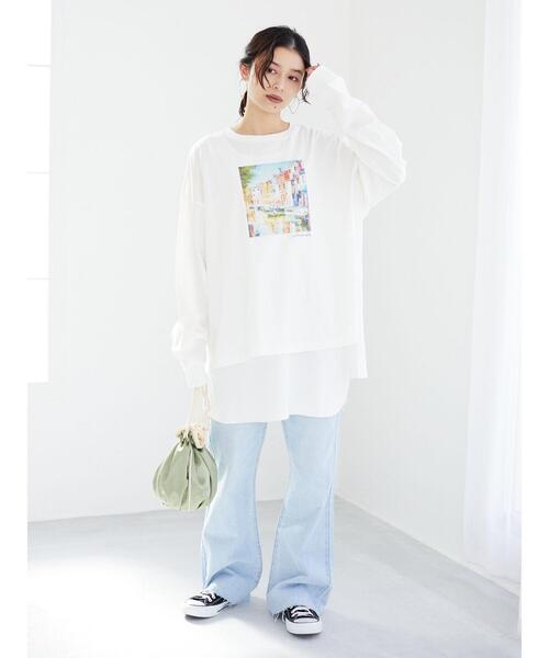 Green　Parks（グリーンパークス）の「ブーツカットデニムパンツ＊（デニムパンツ・レディース・アイボリー/ワンウォッシュ/ライトインディゴブルー・L/M）」の10枚目の写真