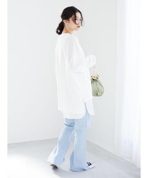 Green　Parks（グリーンパークス）の「ブーツカットデニムパンツ＊（デニムパンツ・レディース・アイボリー/ワンウォッシュ/ライトインディゴブルー・L/M）」の12枚目の写真