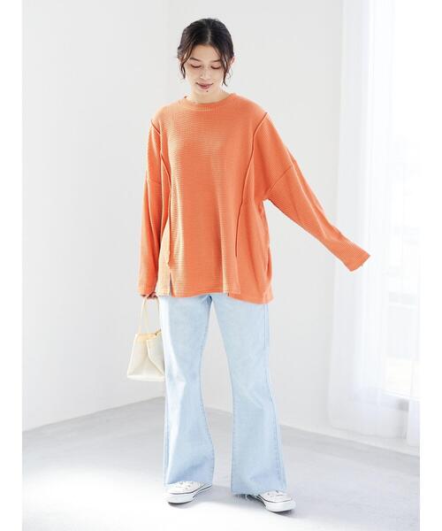 Green　Parks（グリーンパークス）の「ブーツカットデニムパンツ＊（デニムパンツ・レディース・アイボリー/ワンウォッシュ/ライトインディゴブルー・L/M）」の13枚目の写真