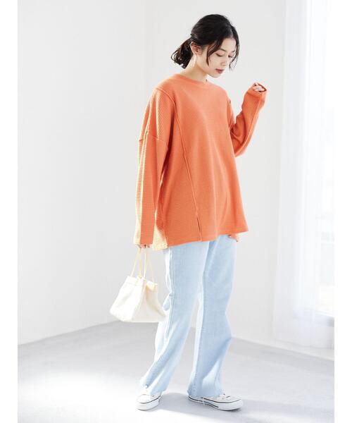 Green　Parks（グリーンパークス）の「ブーツカットデニムパンツ＊（デニムパンツ・レディース・アイボリー/ワンウォッシュ/ライトインディゴブルー・L/M）」の14枚目の写真