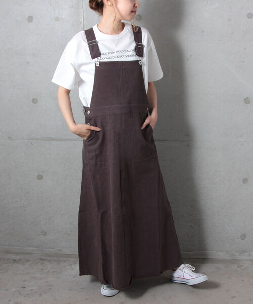 fredy repit（フレディレピ）の「リネンスラブジャンスカ（ジャンパースカート・レディース・チャコールグレー/ベージュ/サックスブルー・38）」の2枚目の写真