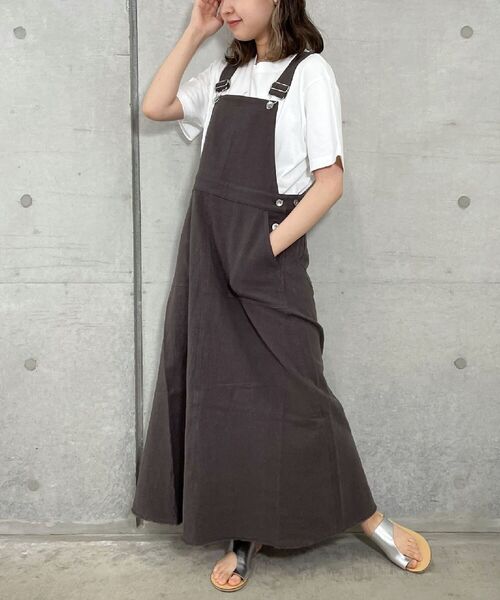 fredy repit（フレディレピ）の「リネンスラブジャンスカ（ジャンパースカート・レディース・チャコールグレー/ベージュ/サックスブルー・38）」の12枚目の写真