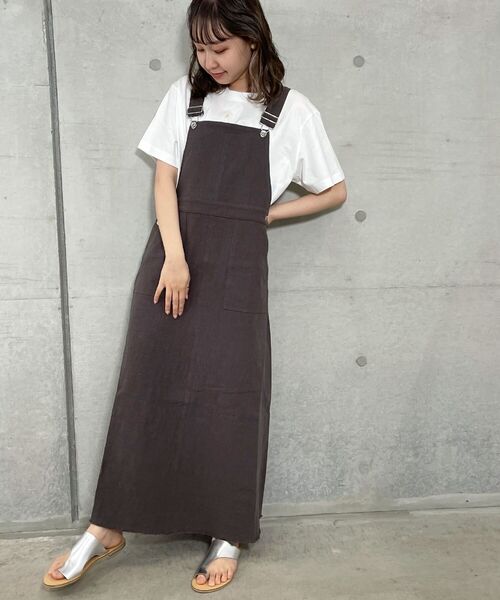 fredy repit（フレディレピ）の「リネンスラブジャンスカ（ジャンパースカート・レディース・チャコールグレー/ベージュ/サックスブルー・38）」の15枚目の写真