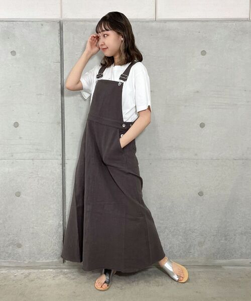 fredy repit（フレディレピ）の「リネンスラブジャンスカ（ジャンパースカート・レディース・チャコールグレー/ベージュ/サックスブルー・38）」の6枚目の写真