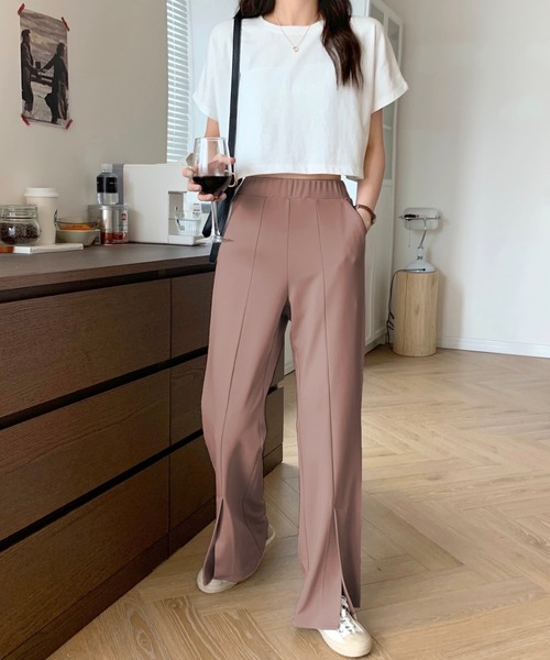 ABITOKYO（アビトーキョー）の「センタースリットストレッチカットセミフレアパンツ（その他パンツ・レディース・ベージュ/ピンクベージュ/グリーン/レンガ/ブラック/サックスブルー・S/M）」の5枚目の写真