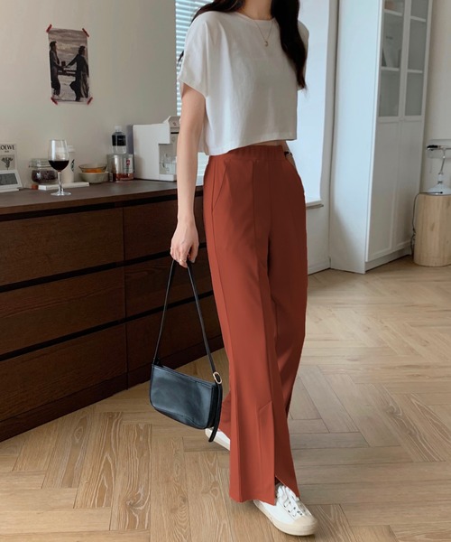 ABITOKYO（アビトーキョー）の「センタースリットストレッチカットセミフレアパンツ（その他パンツ・レディース・ベージュ/ピンクベージュ/グリーン/レンガ/ブラック/サックスブルー・S/M）」の6枚目の写真